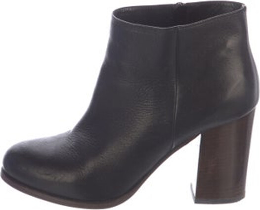Prada Leather Ankle Boots Black Round-Toes Platform Concealed Zip Closure at Ankles