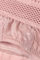 Thumbnail for your product : Stella McCartney Rose Romancing Mesh And Lace-trimmed Silk-satin Briefs - Antique rose
