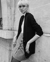 Thumbnail for your product : The Kooples Mid-length black cardigan with leather strips
