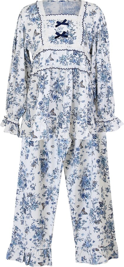 Luna Luz Blue Jardin Modal-Cotton Square-Neck Pajama Set