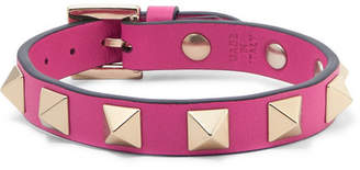 Valentino Garavani The Rockstud Leather And Gold-tone Bracelet - Pink