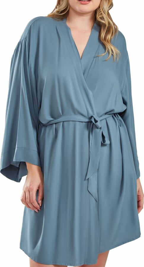 iCollection Bree Plus Size Modal Robe with Looped Self Tie Sash and