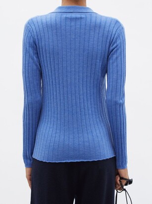 Lisa Yang Faya Rib-knitted Cashmere Polo Sweater - Blue