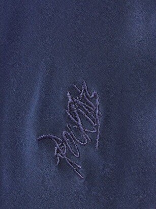 Rockins Logo-embroidered Super-skinny Silk Scarf - Blue