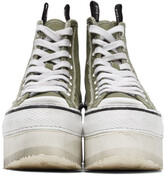 Thumbnail for your product : R 13 Green & White Platform High Top Sneakers
