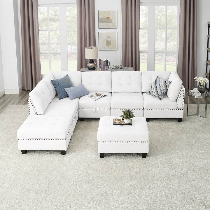 TONWIN Ivory Chenille L Shape DIY Modular Sectional Sofa ShopStyle
