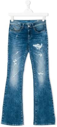 Diesel Kids distressed effect flared jeans