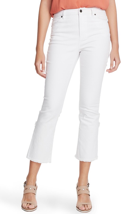 white frayed ankle jeans