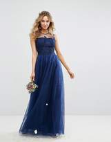 Thumbnail for your product : Chi Chi London Embroidered Tulle Maxi Dress With Button Back