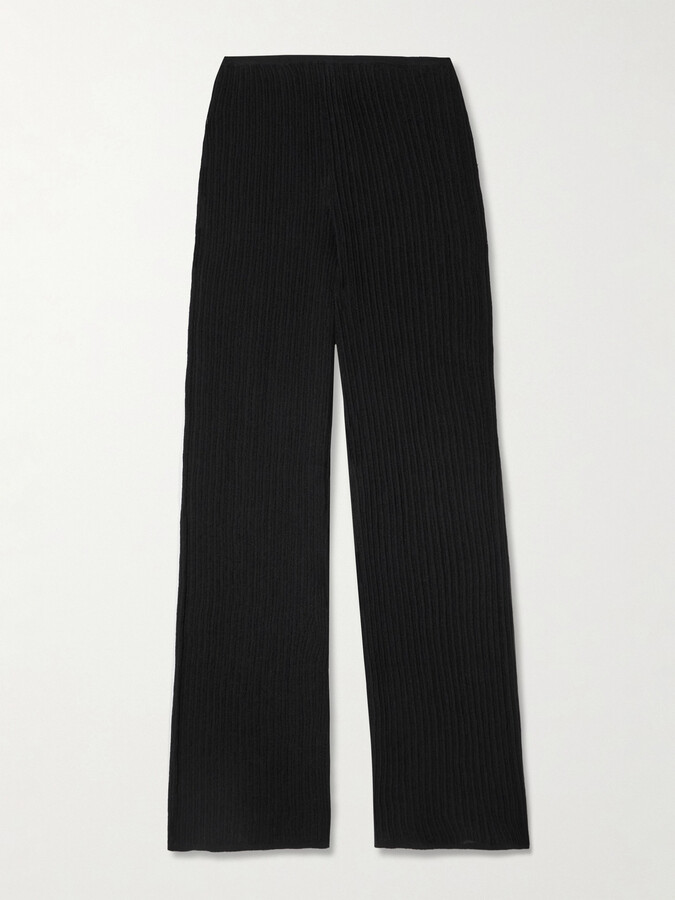 SKIMS - Ribbed-knit Wide-leg Pants - Onyx