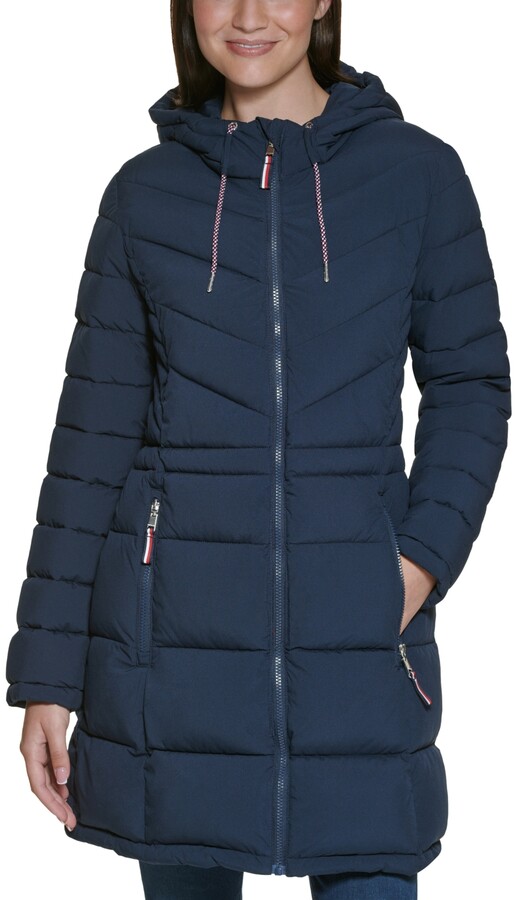 tommy hilfiger blue puffer jacket women's
