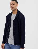 Thumbnail for your product : Brave Soul Shawl Neck Cardigan In Cable Knit-Navy