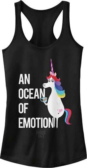 Insideout Junior'sInsideOutAnOceanofEmotionUnicornRacerbackTankTop-Black-2XLarge