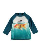 Thumbnail for your product : Molo Long-Sleeve Ponte Goldfish Rashguard, Blue, Size 3-24 Months