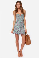 Thumbnail for your product : Bloom Me Away Strapless Mint Floral Print Dress
