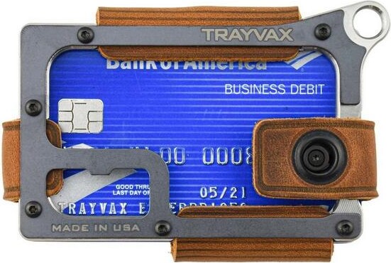 Trayvax Wallets Contour Cash Strap Wallet Raw/Tobacco Brown