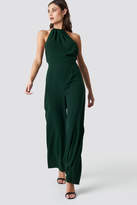 Thumbnail for your product : Na Kd Party Open Back Halterneck Jumpsuit Dark Green
