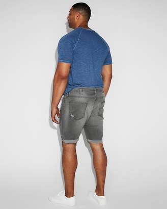 Express Slim 9 Inch Gray Distressed Denim Shorts
