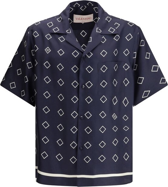 Valentino Opticool-Printed Button-Up Bowling Shirt