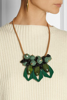 Thumbnail for your product : Marni Leather, resin and horn necklace
