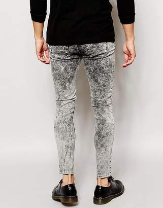 Cheap Monday Jeans Low Spray On Super Skinny Fit Black Ice