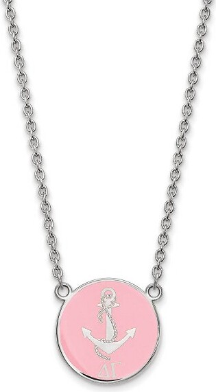 Black Bow Jewelry Co. BlackBowJewelrySterlingSilverDeltaGammaGreekLifeFullEnameledMascotLargeDiscNecklace18Inch