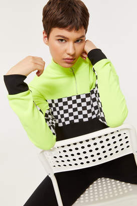 Ardene Checkerboard Neon Mock Neck Sweatshirt