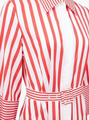 Sara Battaglia Belted Striped-cotton Shirt Dress - Red White