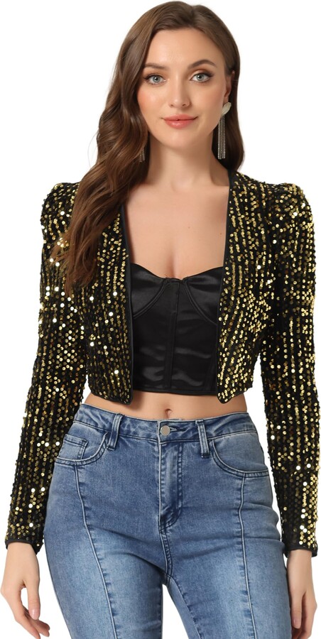 Women's Sequin Black Sparkly Bolero Jacket Sequin Bolero