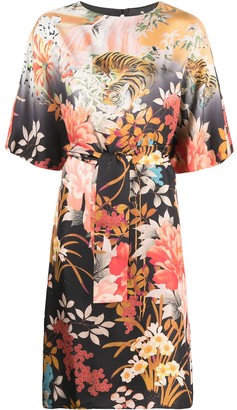 Etro Floral-Print Kimono Silk Dress