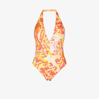 Emilio Pucci Lilly Print Halterneck Swimsuit
