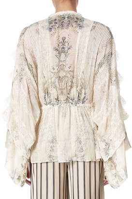 Camilla Tie-Front Printed Lace Kimono