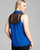 Thumbnail for your product : T-Bags 2073 Tbags Los Angeles Plus Sleeveless Blouse with Sheer Lace Back