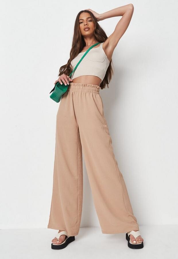 women's wide leg elastic waist pants