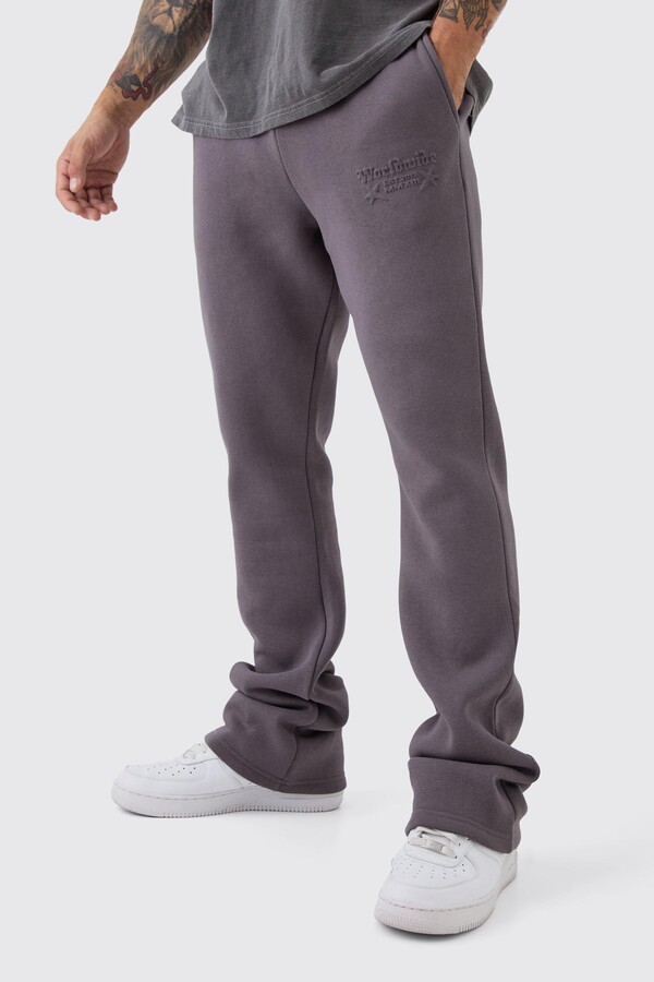 boohoo Mens Grey Slim Stacked Worldwide Emboss Joggers ShopStyle