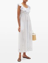 Thumbnail for your product : Thierry Colson Milos Floral-embroidered Cotton-voile Dress - Light Blue