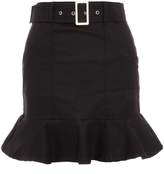 Thumbnail for your product : Quiz Black Faux Leather Frill Hem Belted Mini Skirt
