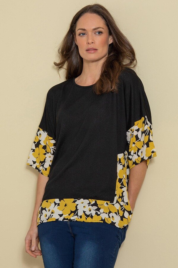 Klass. Loose Fit Knitted Top With Floral Contrast - ShopStyle