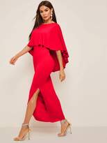 Thumbnail for your product : Shein V-cut Back Split Hem Cape Dress