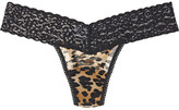 Thumbnail for your product : Hanky Panky Lace-trimmed leopard-print stretch-mesh thong