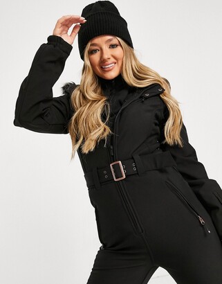 Protest glamour softshell snowsuit in black Exclusive at ASOS