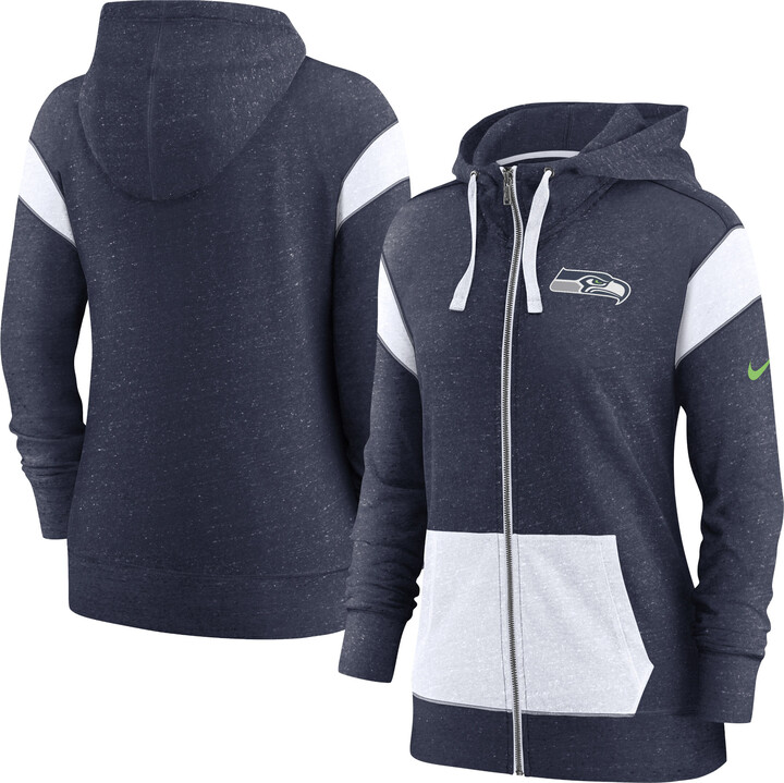 Women's Nike College Navy/White Seattle Seahawks Plus Size Monaco Full-Zip Lightweight Hoodie