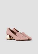 Thumbnail for your product : Emporio Armani Nappa Leather Court Shoes With Chrome-Plated Hexagonal Heel