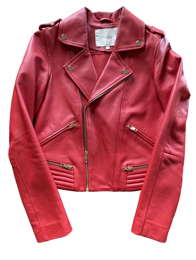 maje red leather jacket