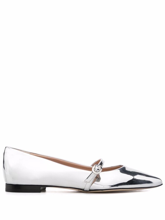 Dee Ocleppo Metallic-Effect Leather Ballerina Shoes - ShopStyle Flats