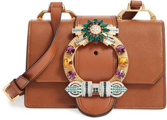 Miu Miu 'Small Madras' Crystal Embellished Leather Shoulder Bag