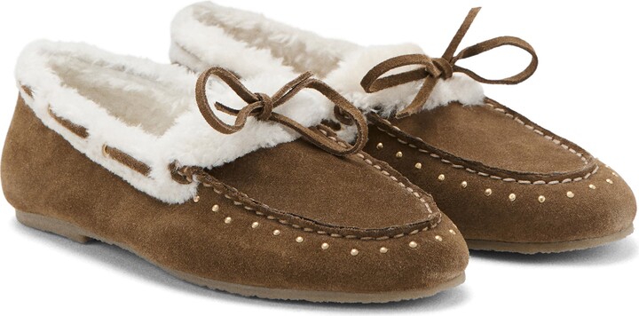 MANGO TEEN Studded Faux Shearling Loafer