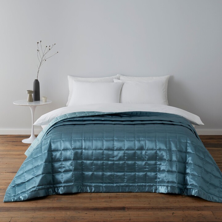 Dunelm Nancy DuckEgg Satin Quilted Bedspread Blue ShopStyle Quilts & Coverlets