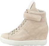 Thumbnail for your product : Prada Suede Hi-Top Wedge Sneaker, Pomice