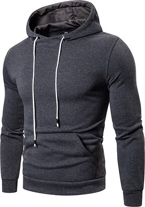 Kobilee Men's Grey Casual Loose Pullover Hoodie Men's Zip Basic